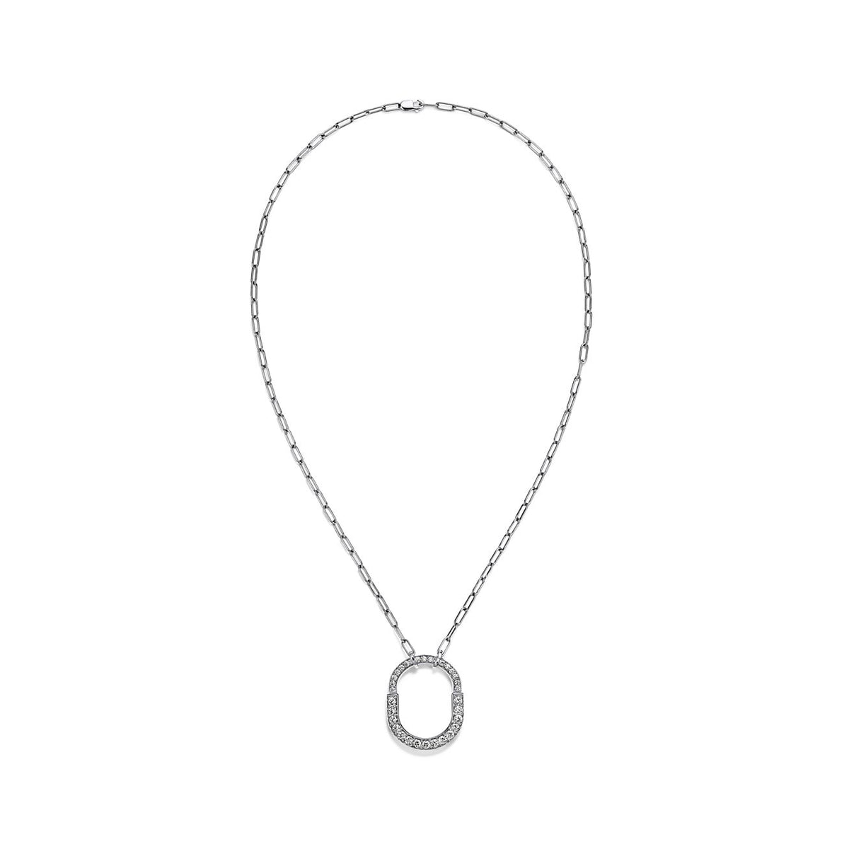 Tiffany Lock Pendant Pave Diamonds 18K Gold Necklace