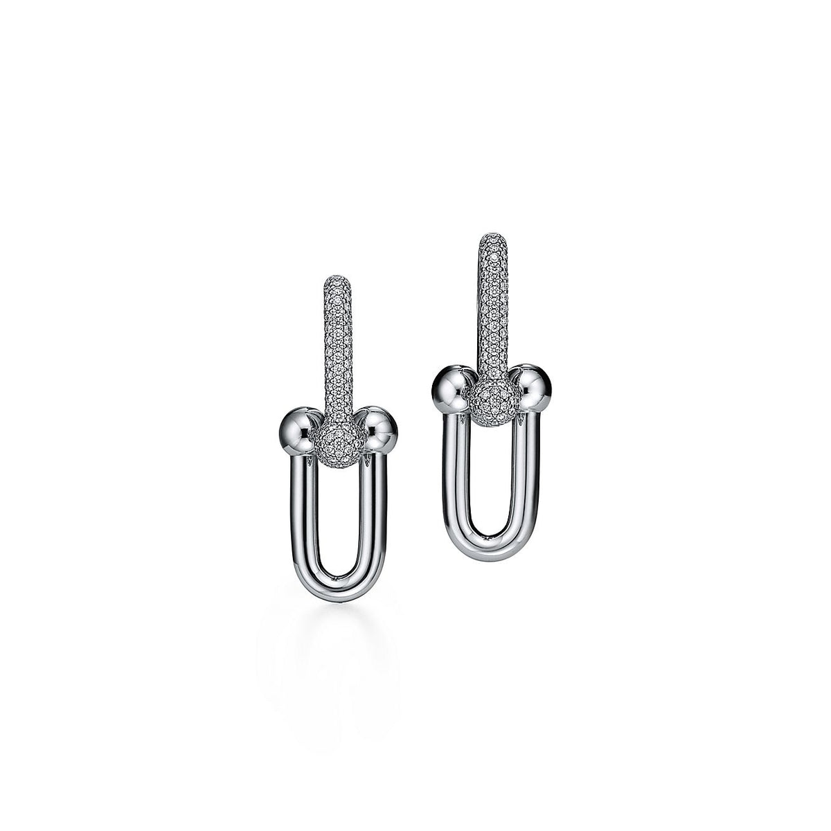 Tiffany HardWear Large Link Diamonds 18K Gold Earrings