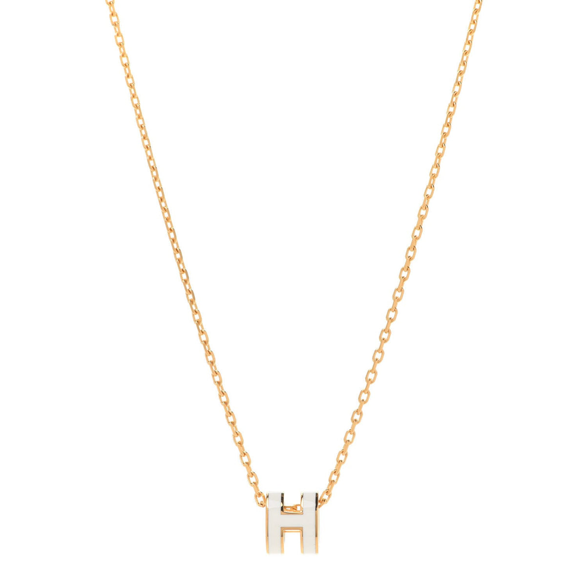 Hermes Mini Pop White 18K Gold Necklace