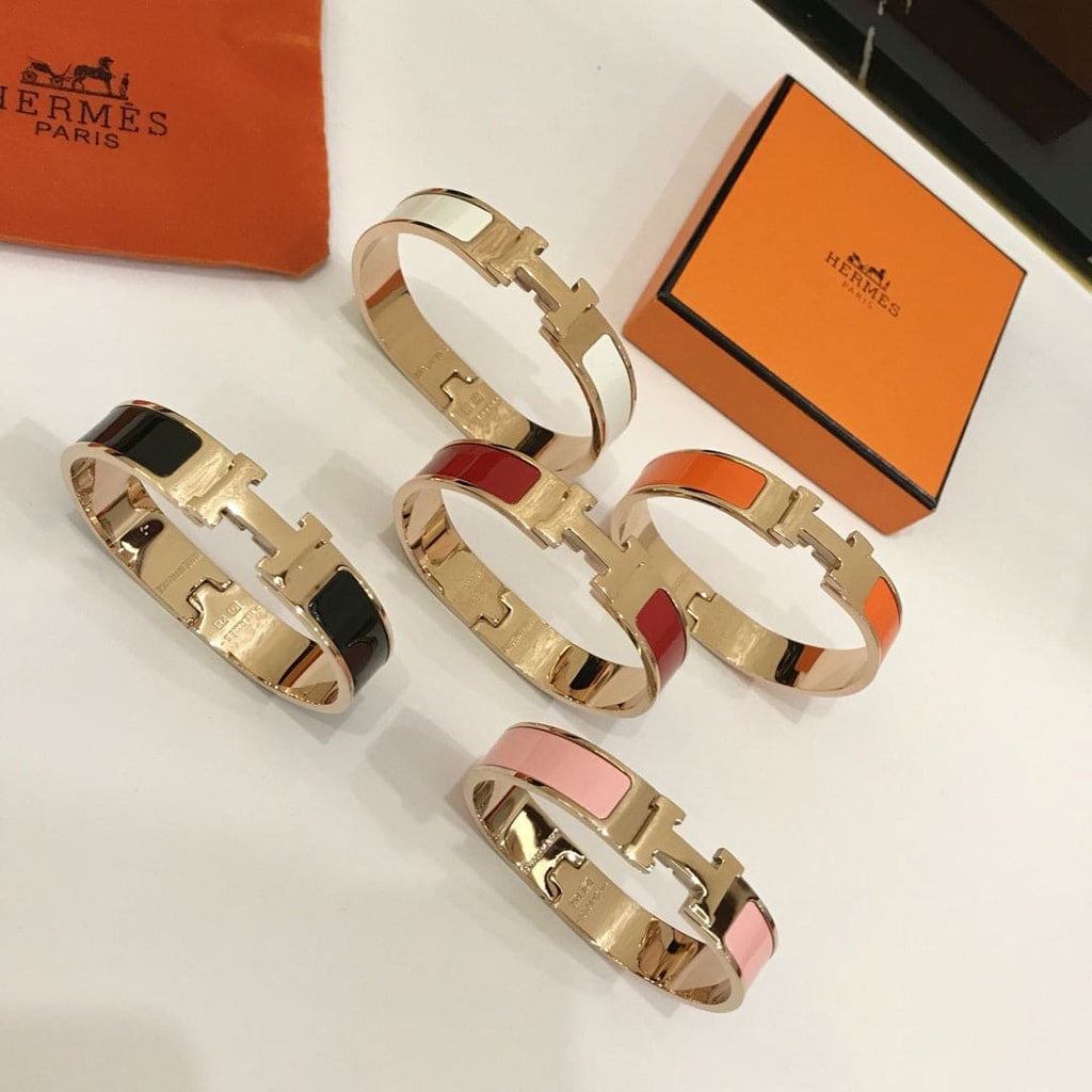 Hermes Clic Black 18K Gold Bracelet