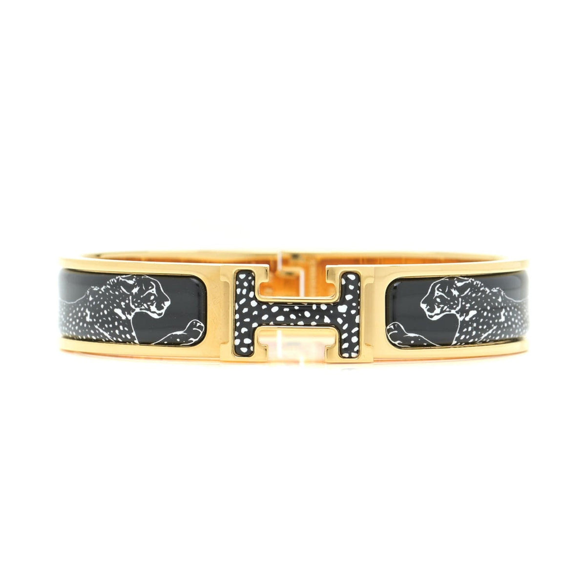 Hermes Guepards Clic Clac 18K Gold Bracelet