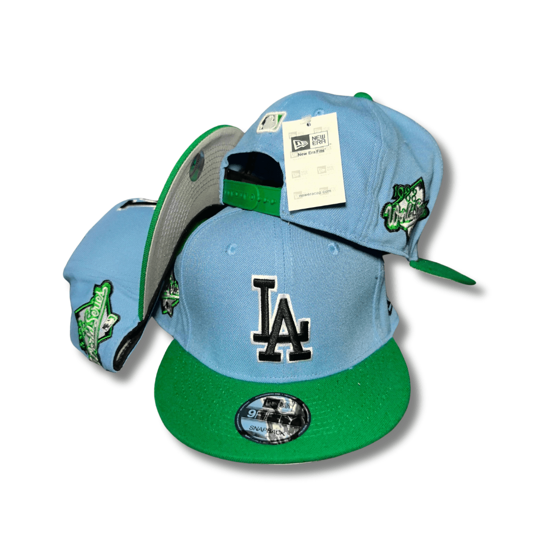Los Angeles Dodgers 1988 World Series with Green Brim Light Blue and Green Snapback Cap