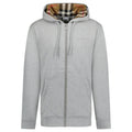 Burberry Hove Check Embroidery Logo Zip Hoodie Pale Grey
