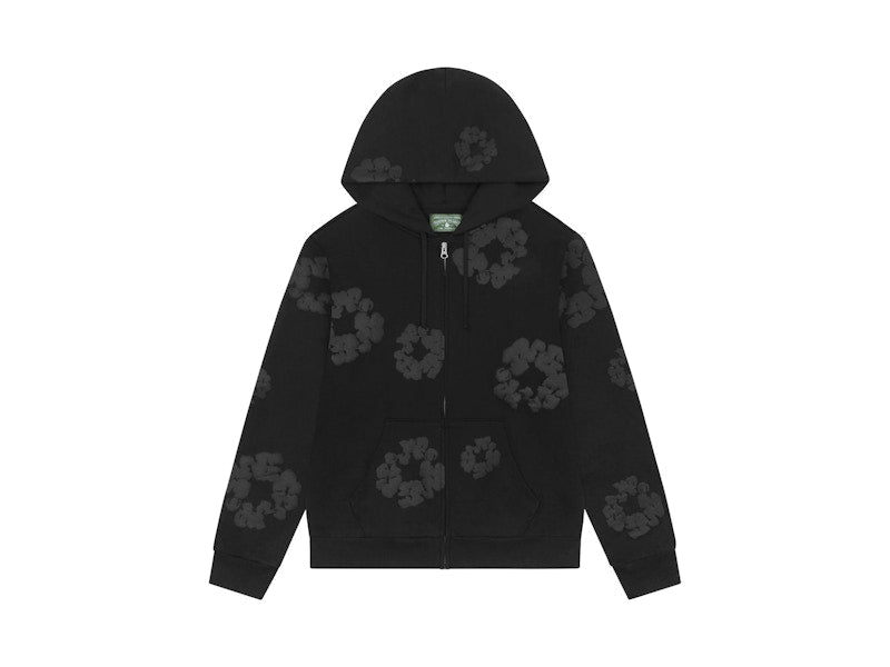 Denim Tears Mono Cotton Wreath Zip Hoodie Black