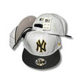 New York Yankees White and Black with Gold Embroidered Logo Snapback Cap
