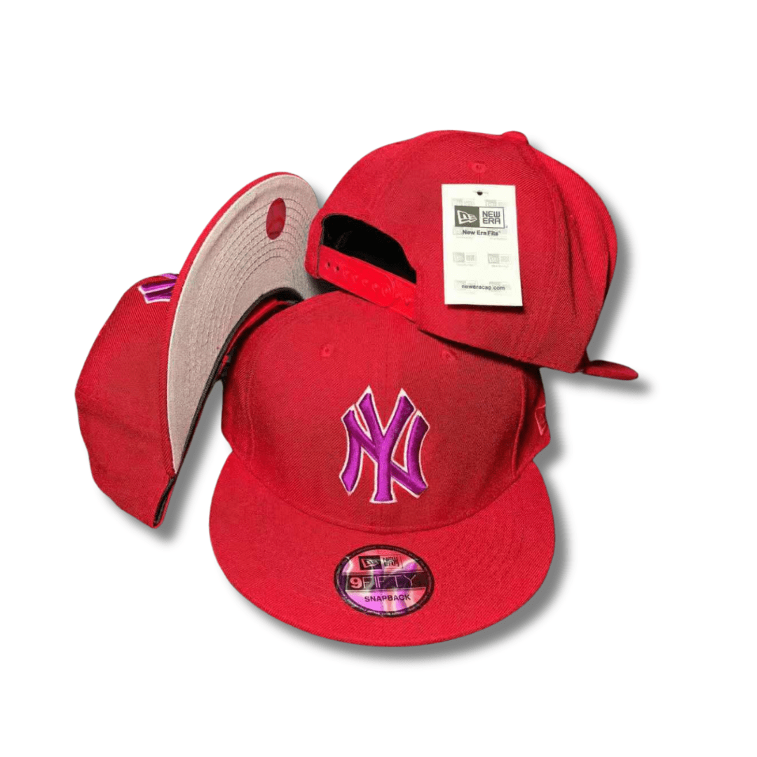 New York Yankees Red with Purple Embroidered Logo Snapback Cap