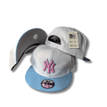 New York Yankees White and Light Blue with Pink Embroidered Logo Snapback Cap
