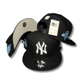 New York Yankees Black White Logo with Gray Undervisor Snapback Cap