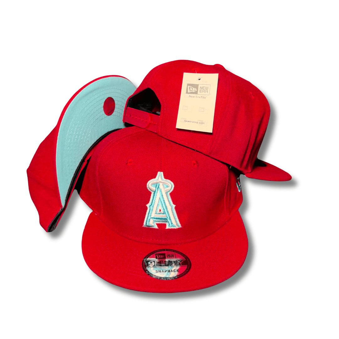 Los Angeles Angels Red with Aqua Accented Logo and Under-Brim Snapback Cap