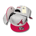 Gray and Red with Braves Embroidery Snapback Cap
