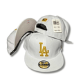 LA Dodgers with Gold Embroidered Logo White Snapback Cap