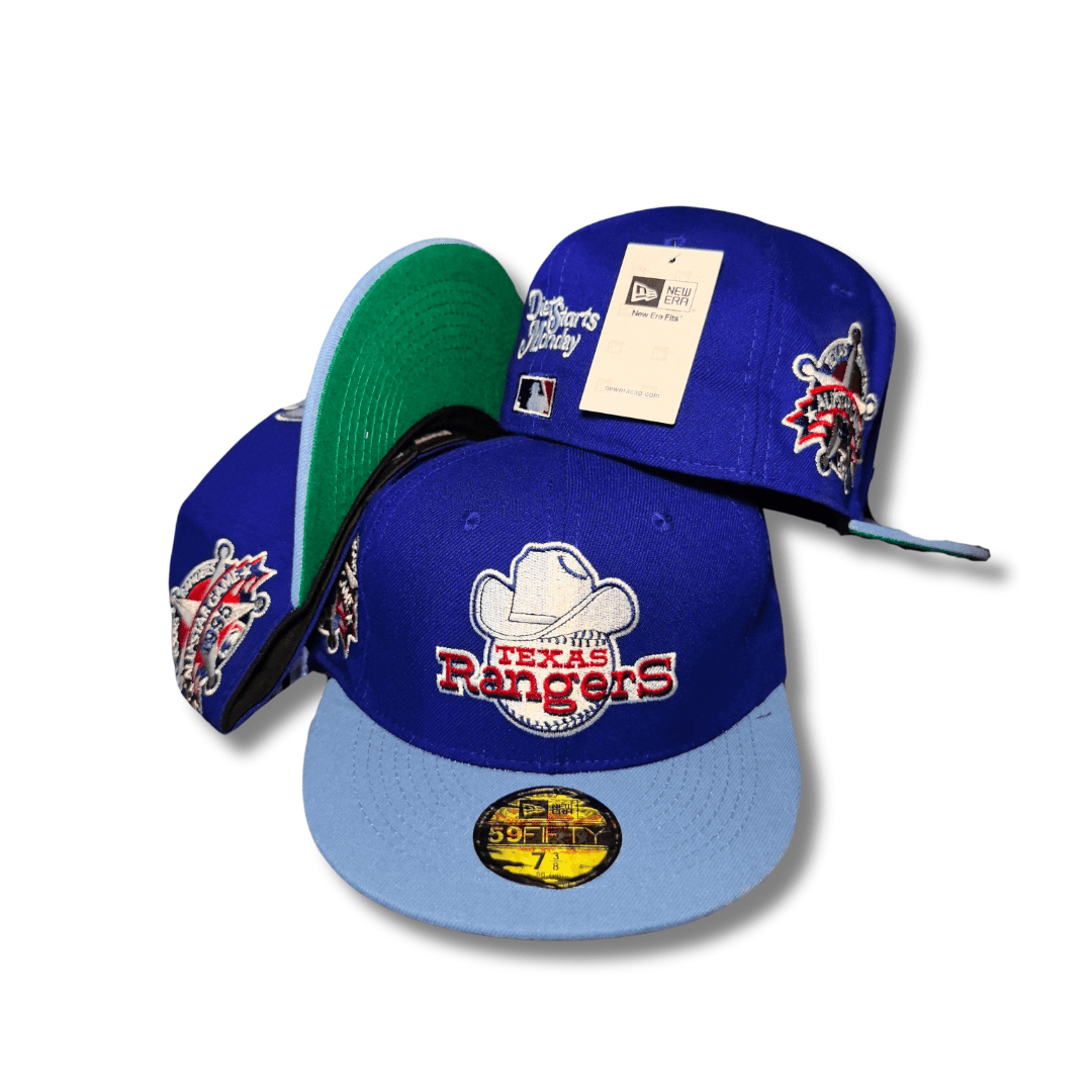 Texas Rangers Royal Blue with Light Blue Visor and Special Side Patch Fitted Cap