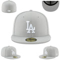 Los Angeles Dodgers Fitted Hat - Light Gray with White Logo and Gray Undervisor