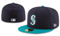 Seattle Mariners Fitted MLB Cap with Aqua Blue Visor - Navy and Aqua