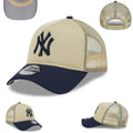 New York Yankees Trucker Cap with Embroidered Logo - Beige and Navy