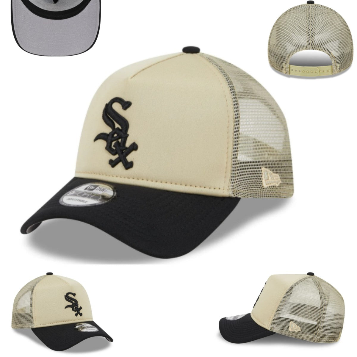 Chicago White Sox Trucker Cap with Mesh Back - Beige and Black