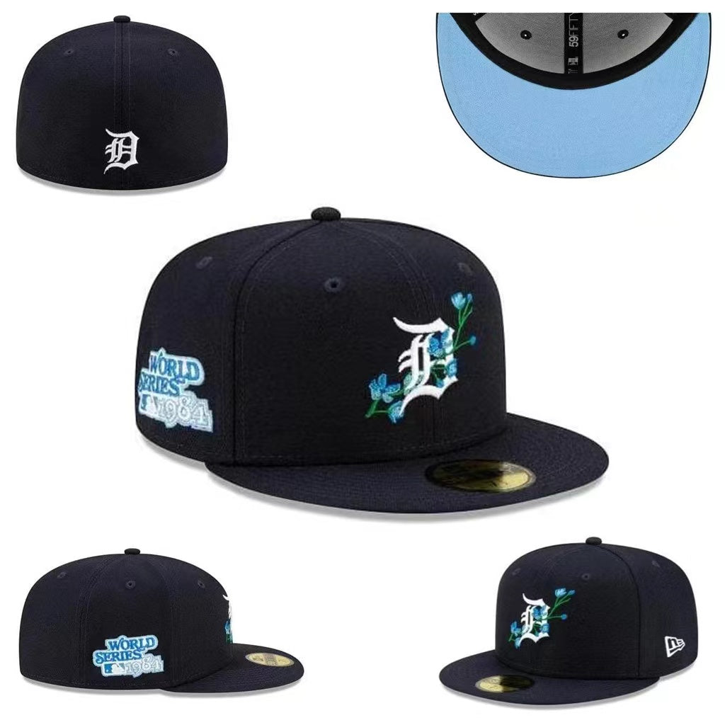 Detroit Tigers Floral-Embroidered 1984 World Series Hat with Blue Undervisor - Navy Blue