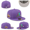 Arizona Diamondbacks 2001 World Series Fitted Hat with "Love & Hustle Game" Embroidery - Purple