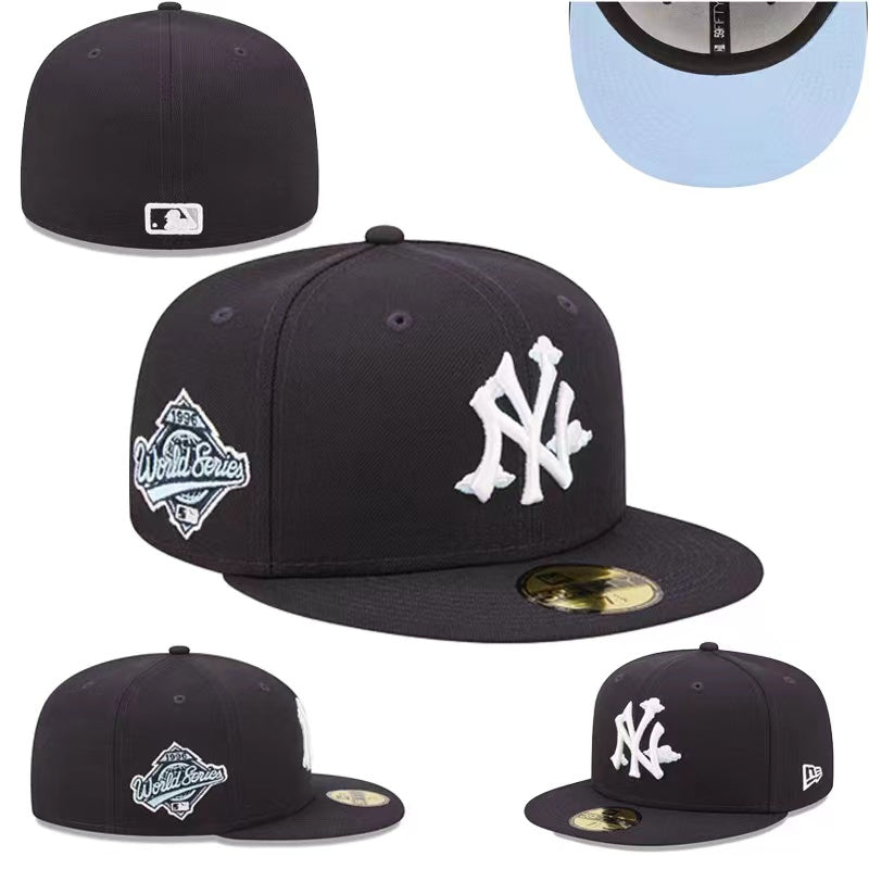 New York Yankees 1996 World Series Fitted Hat with Light Blue Underbrim - Black
