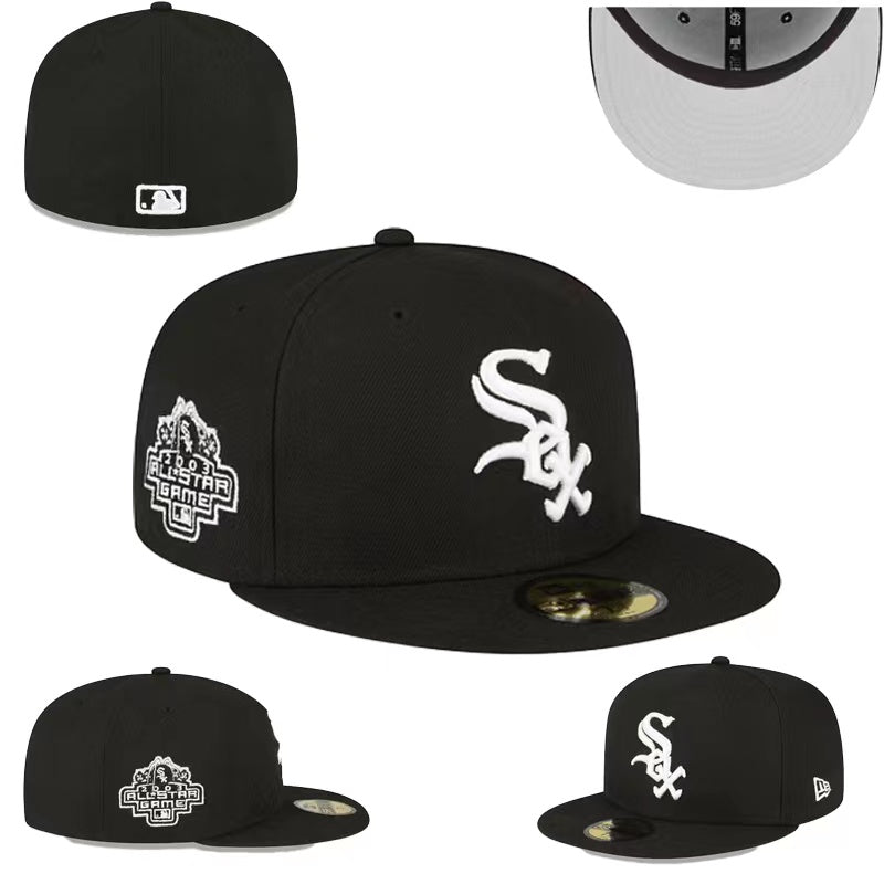 Chicago White Sox Gold Trim World Series Champions Fitted Hat - Black