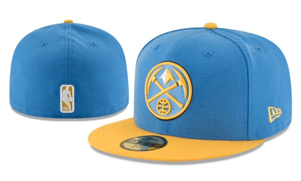 Denver Nuggets NBA Snapback Cap with Embroidered Logo and Yellow Brim - Light Blue