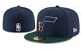 Utah Jazz NBA Snapback Cap with Embroidered Logo and Green Brim - Navy