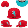 Chicago White Sox Fitted MLB Hat with 2005 World Series Patch and Aqua Accents - Red