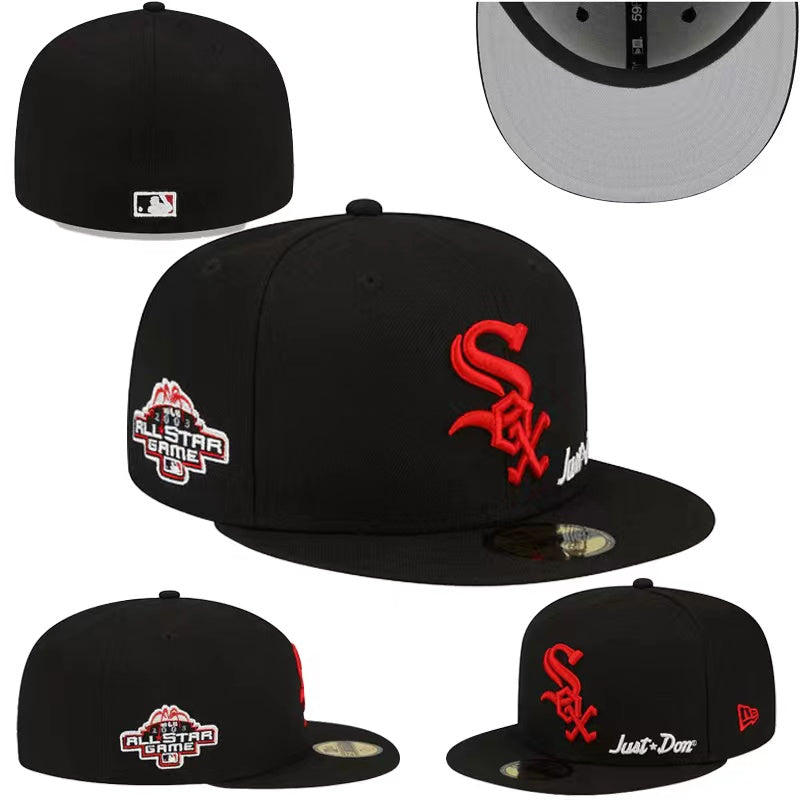 Chicago White Sox Fitted MLB Hat with 2003 All-Star Game Patch and Red Logo - Black
