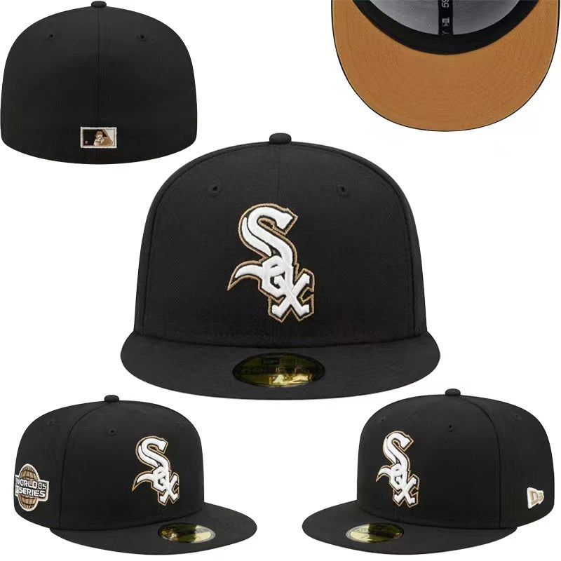 Chicago White Sox Fitted MLB Hat with 2005 World Series Patch and Gold Accents - Black
