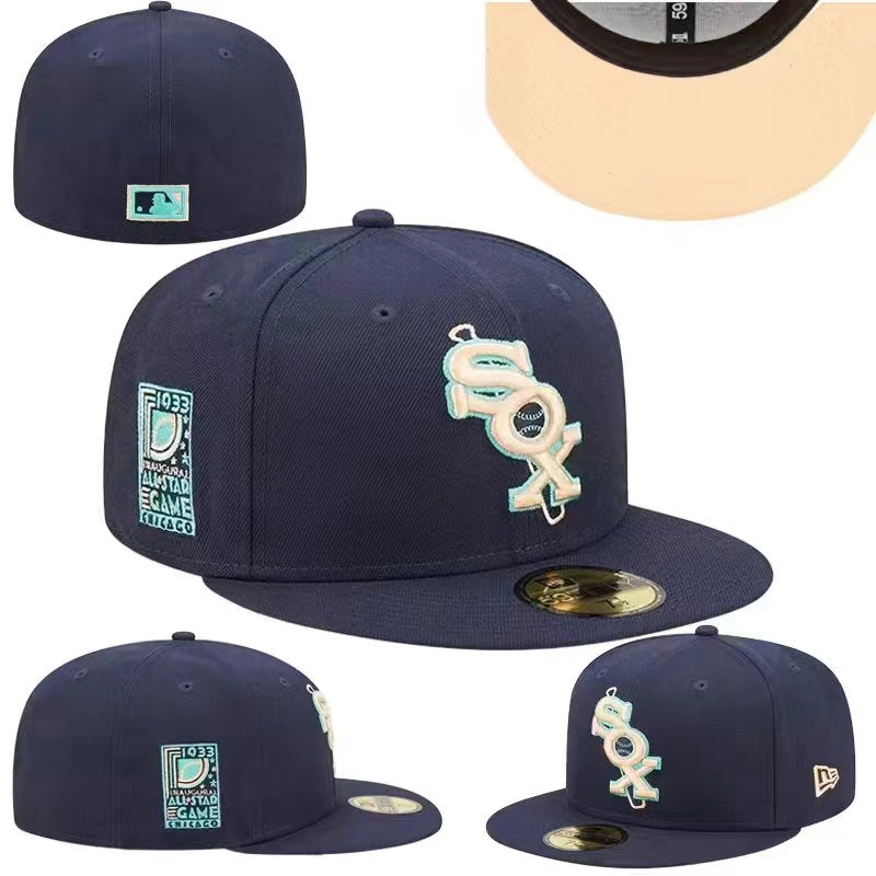 Chicago White Sox Fitted MLB Hat with 1933 All-Star Game Patch and Aqua Accents - Navy Blue