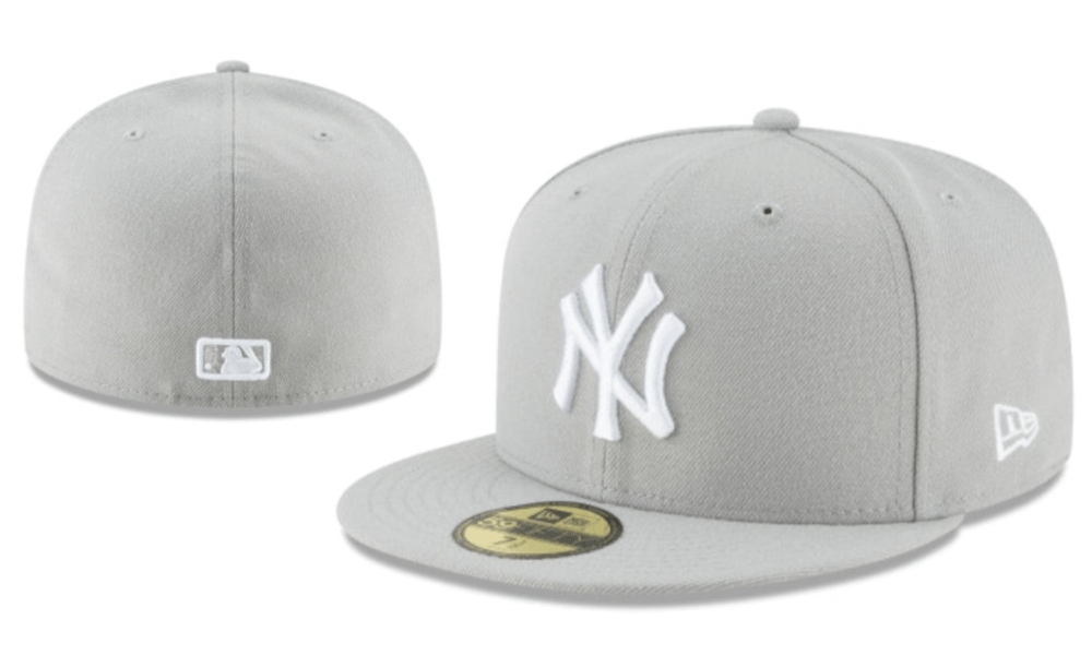 New York Yankees 59FIFTY Hat with White Logo - Gray