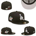 Los Angeles Dodgers Black Fitted Hat with 1959 World Series Patch and "Love & Hustle" Embroidery