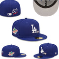 Los Angeles Dodgers Royal Blue Fitted Hat with 1959 World Series Patch and "Love & Hustle" Embroidery
