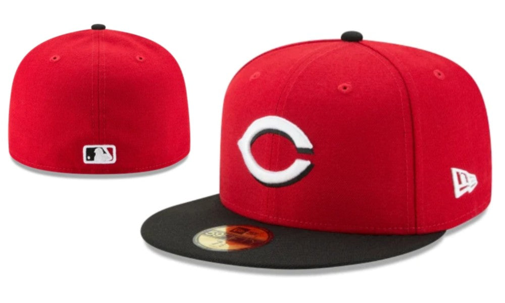 Cincinnati Reds Two-Tone Baseball Hat - Red and Black Fitted Cap for Fans