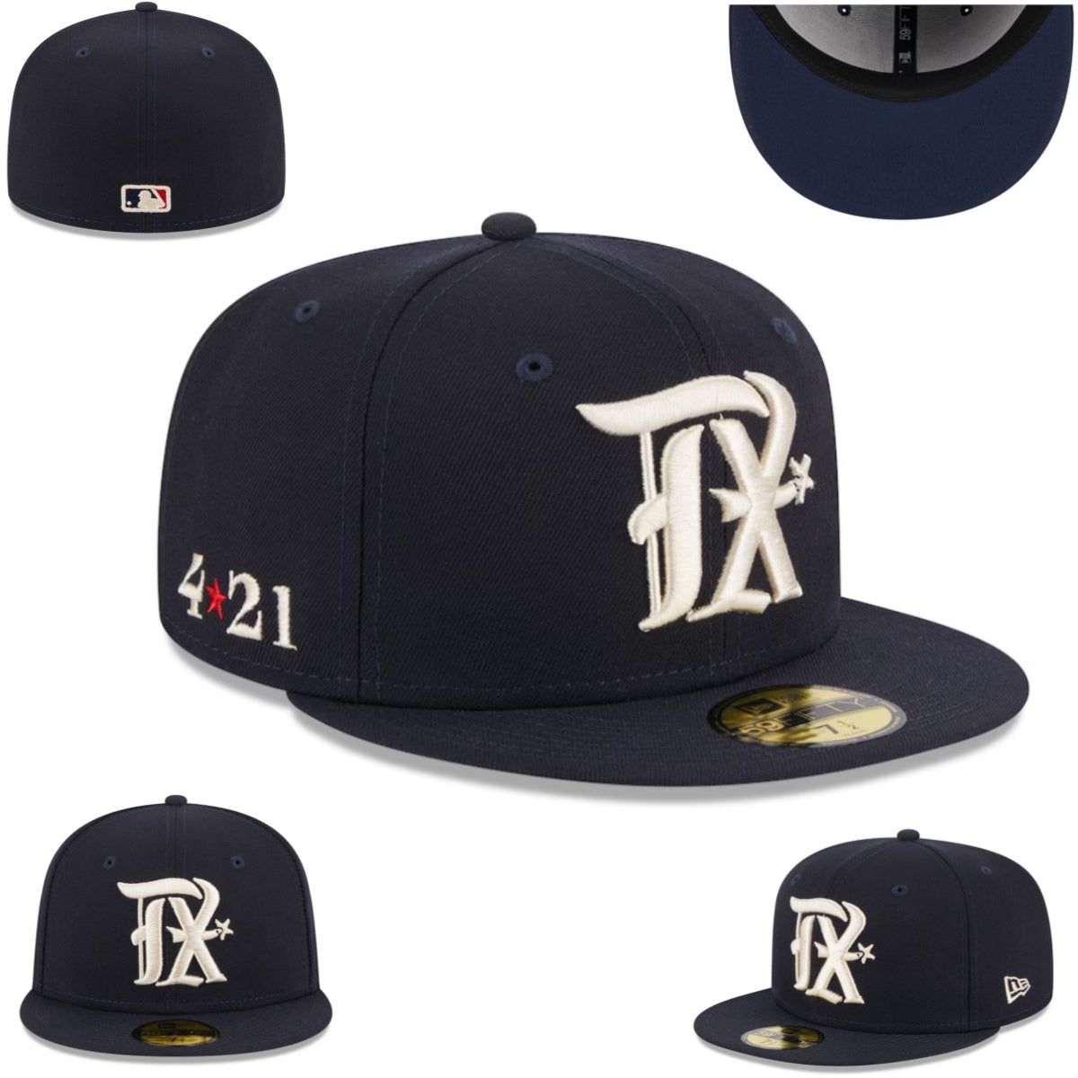 Texas Exclusive Navy Fitted Hat with Classic "TX" Logo and 4★21 Embroidery
