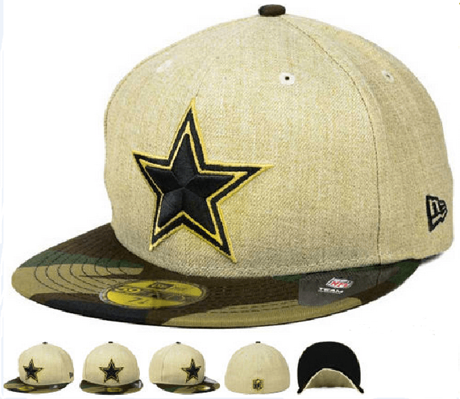 Dallas Cowboys Star Logo Fitted Hat with Camouflage Brim - Khaki and Camo
