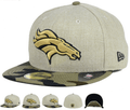Denver Broncos Fitted Hat with Gold Logo and Camouflage Brim - Khaki and Camo