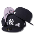 New York Yankees Fitted Hat with Embroidered Patches and Under-Viz Detailing - Black