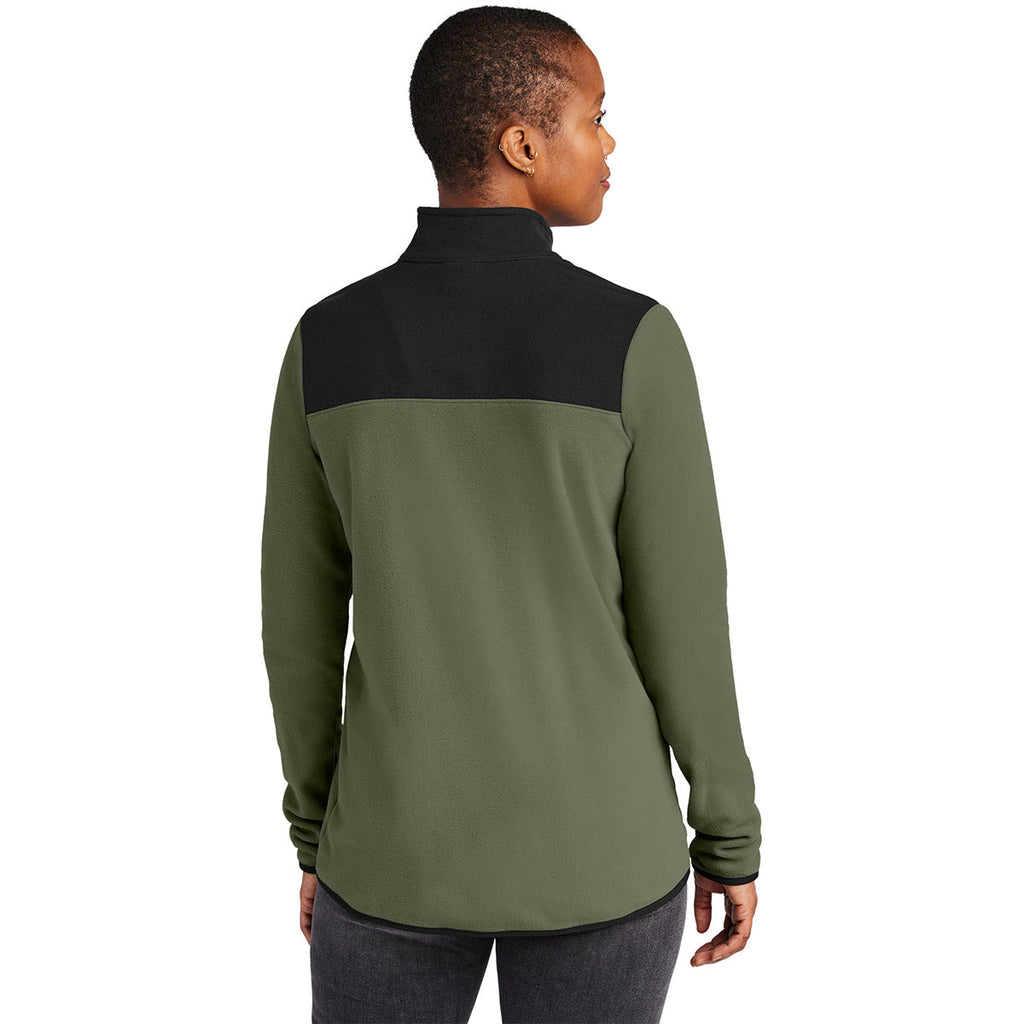 The North Face Women's New Taupe Green/TNF Black Glacier 1/4-Zip Fleece