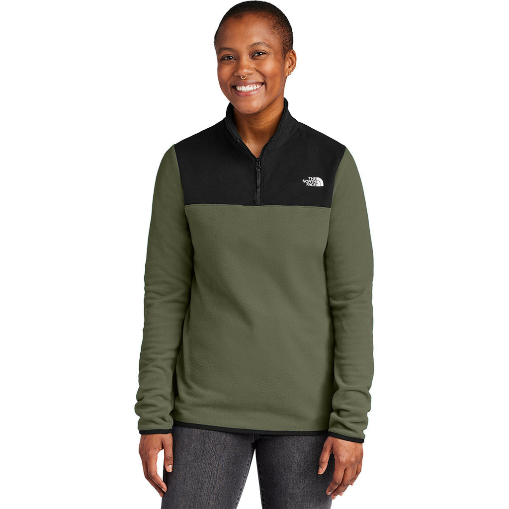 The North Face Women's New Taupe Green/TNF Black Glacier 1/4-Zip Fleece