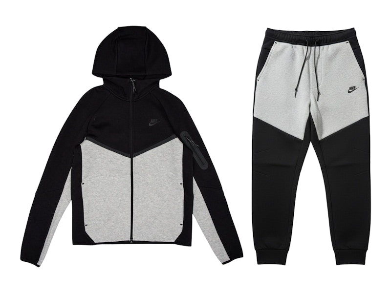 Nike Tech Fleece Windrunner Full Zip Hoodie & Jogger Set Dark Grey Heather/Black