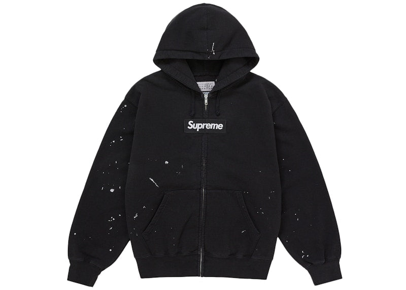 Supreme MM6 Maison Margiela Box Logo Zip Up Hooded Sweatshirt Black
