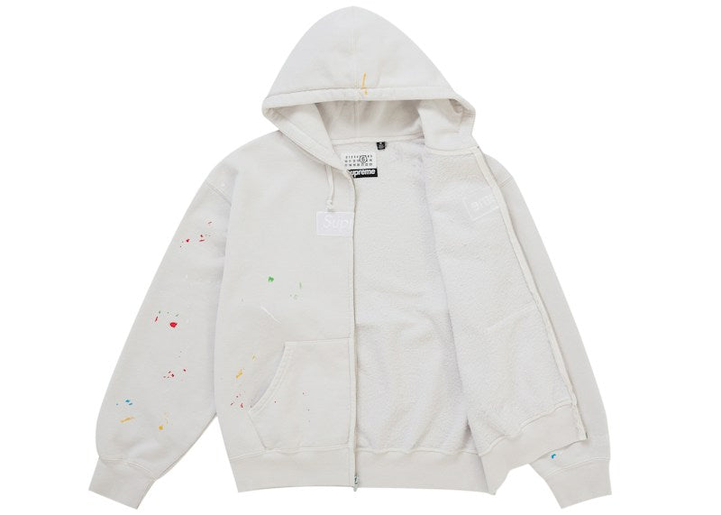 Supreme MM6 Maison Margiela Box Logo Zip Up Hooded Sweatshirt White