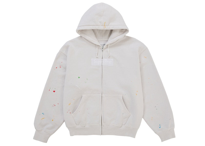 Supreme MM6 Maison Margiela Box Logo Zip Up Hooded Sweatshirt White