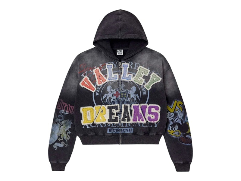 Vale Forever Blasted Zip Up Hoodie Black