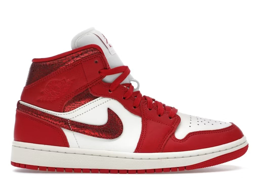 Air Jordan 1 Mid SE Red Cracked Leather (Women's) - US W 6.5 - New - Other - catalog main image