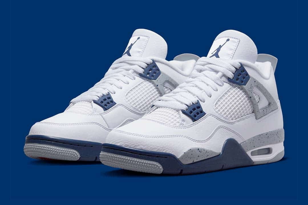 Air Jordan 4 Retro White Midnight Navy Sneakers