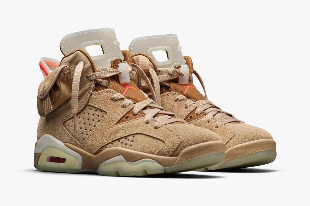 Air Jordan 6 Retro TraviScots British Khaki Sneakers