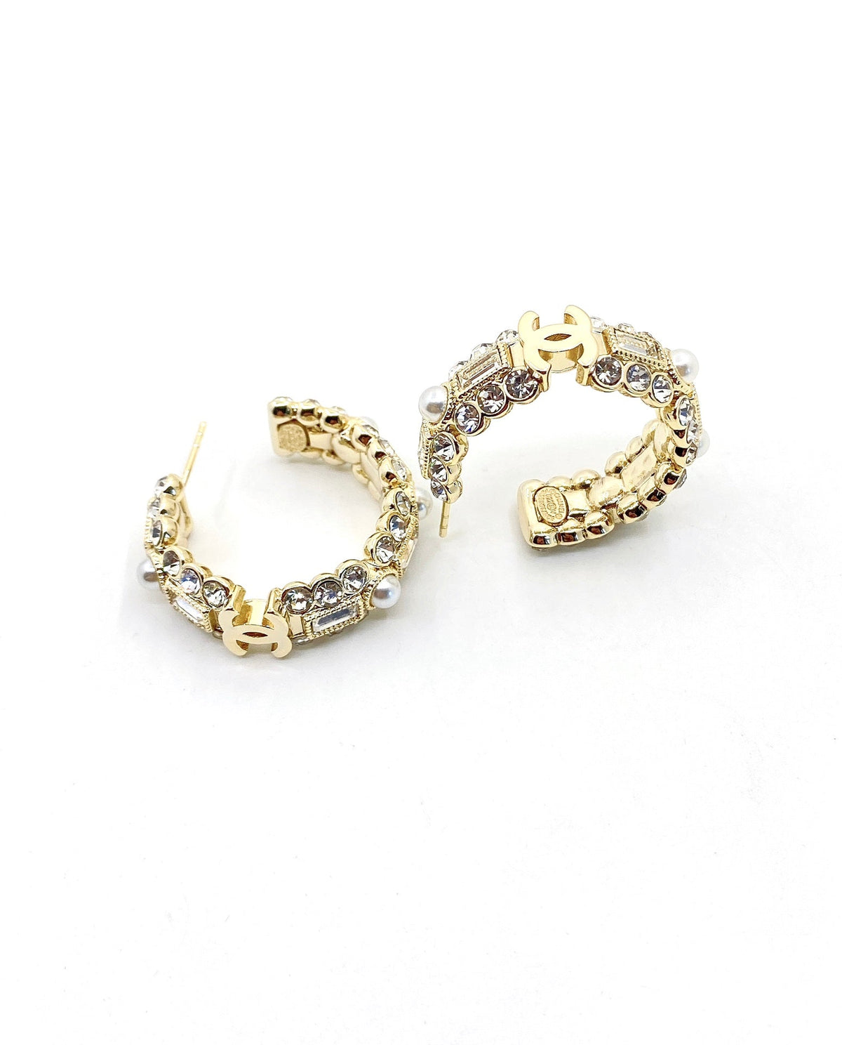 Chanel Crystals Circle 18K Gold Earrings