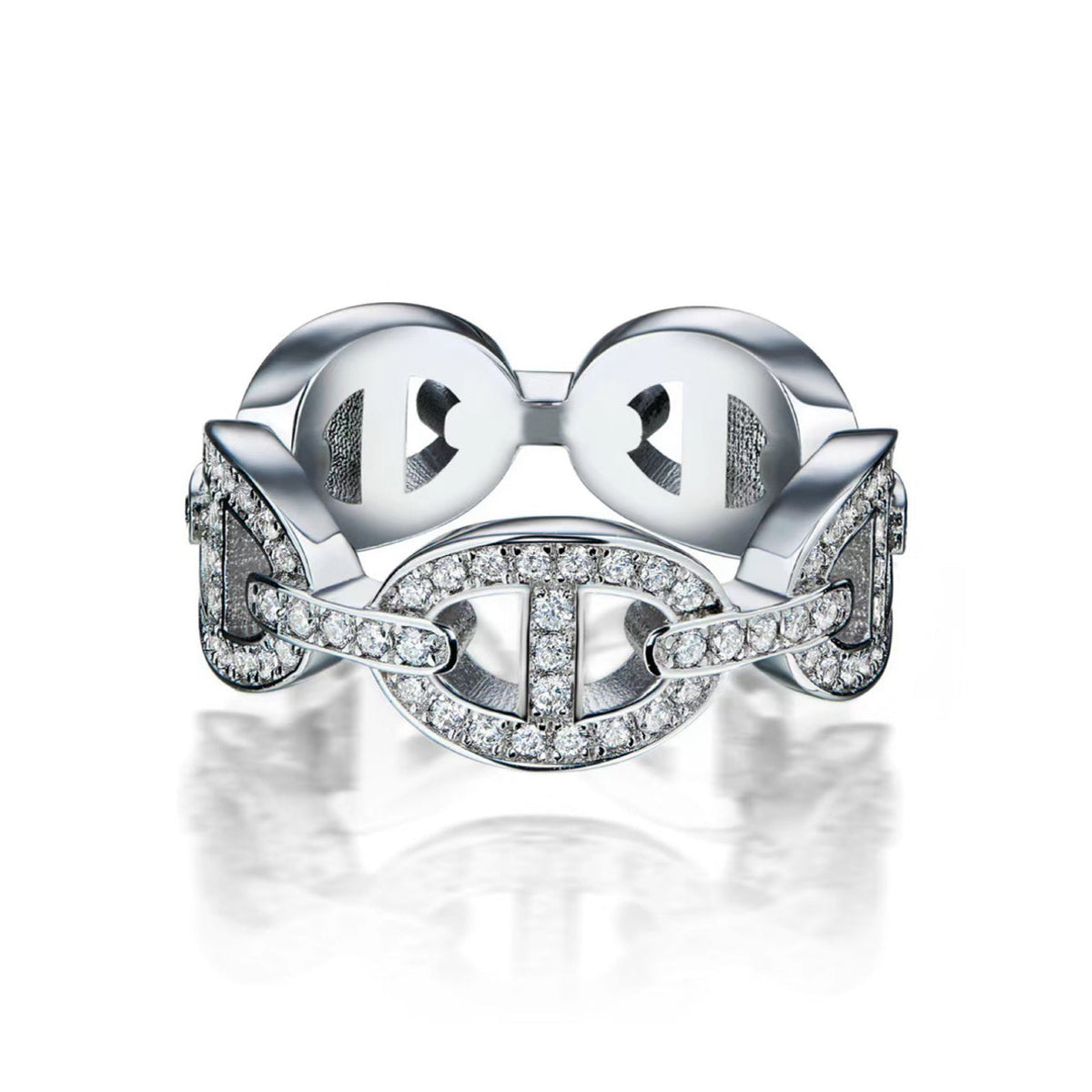 Hermes Chaine d'Ancre Enchainee Diamond 18K Gold Ring